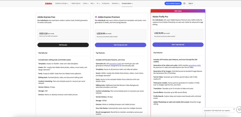 Adobe Express Individual Plans