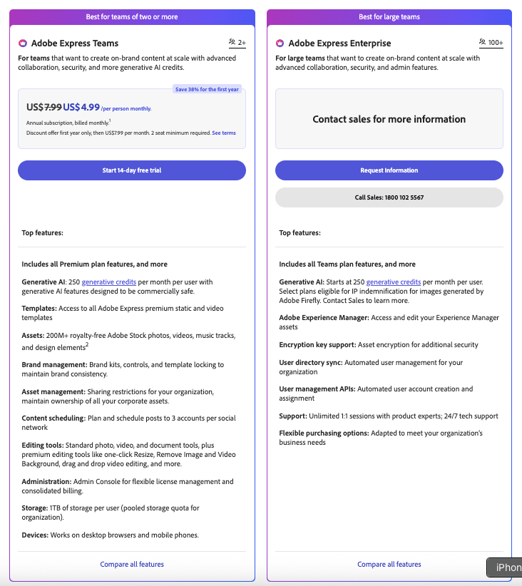 adobe express business plan