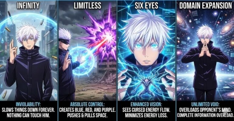Satoru Gojo Powers Explained: Infinity, Limitless, Six Eyes and Domain