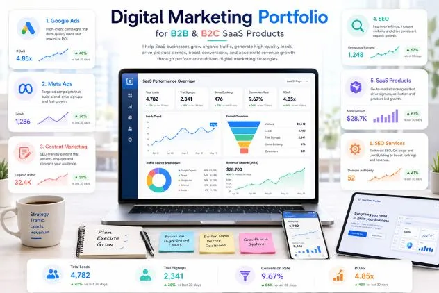 B2B and B2C Saas Products Business Digital Marketing Work Portfolio