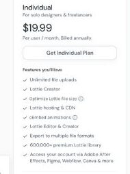 LottieFiles Individual plan Pricing