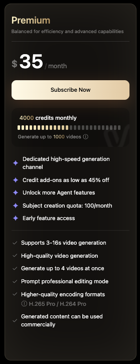 vidu ai Premium Plan