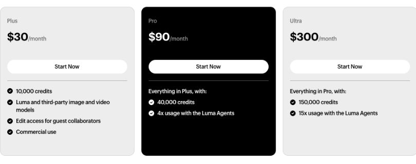 Luma Dream Machine Pricing